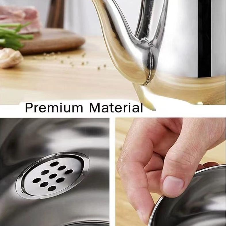 Bisa Cod Teko Minyak [1400Ml+Saringan] / Gelas Teko Air Kopi Oil Pot Teko Teh Stainless Anti Karat -