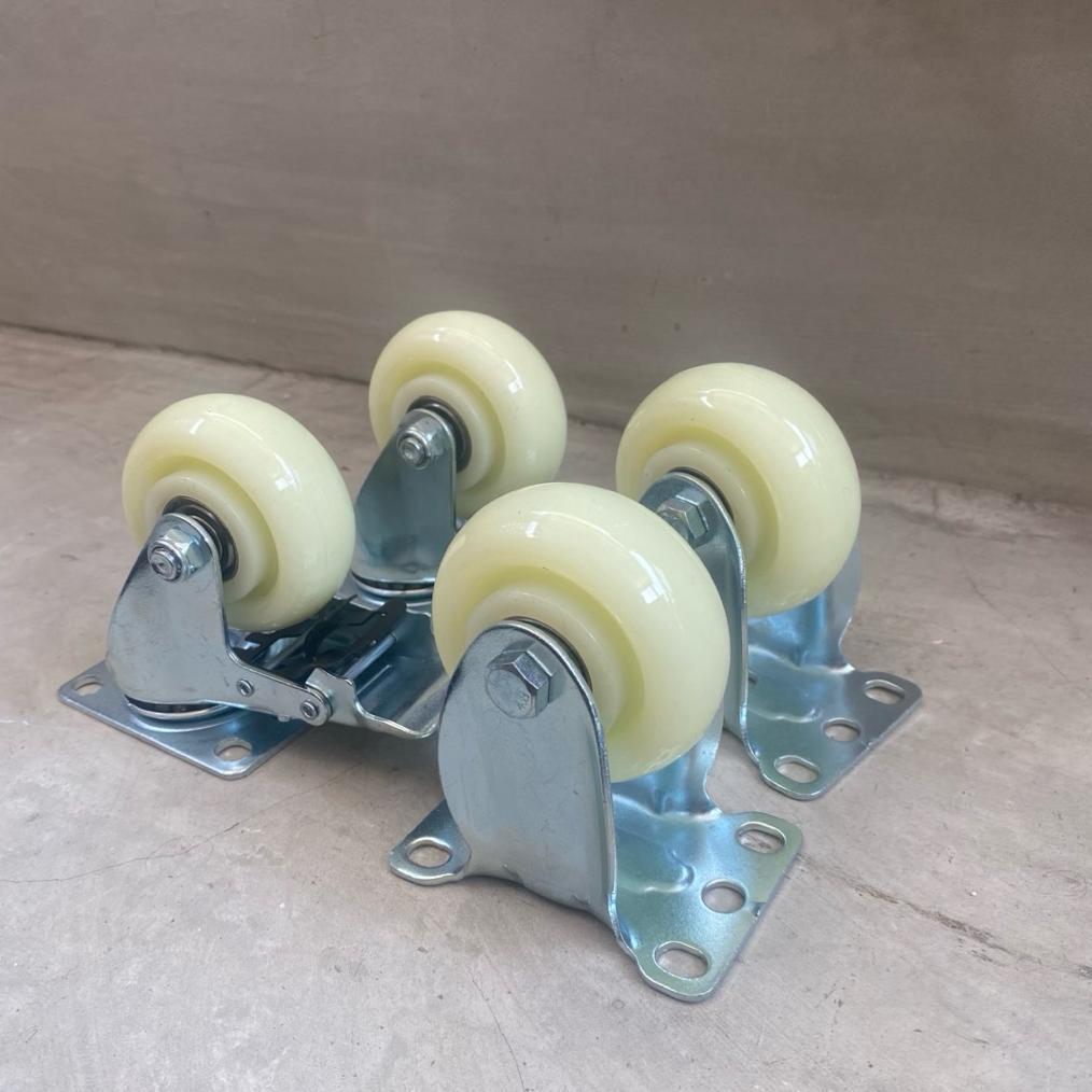 Roda Trolley Troli Nylon 3 Inch Per Set 2 Hidup+Rem 2 Mati Roda Troli