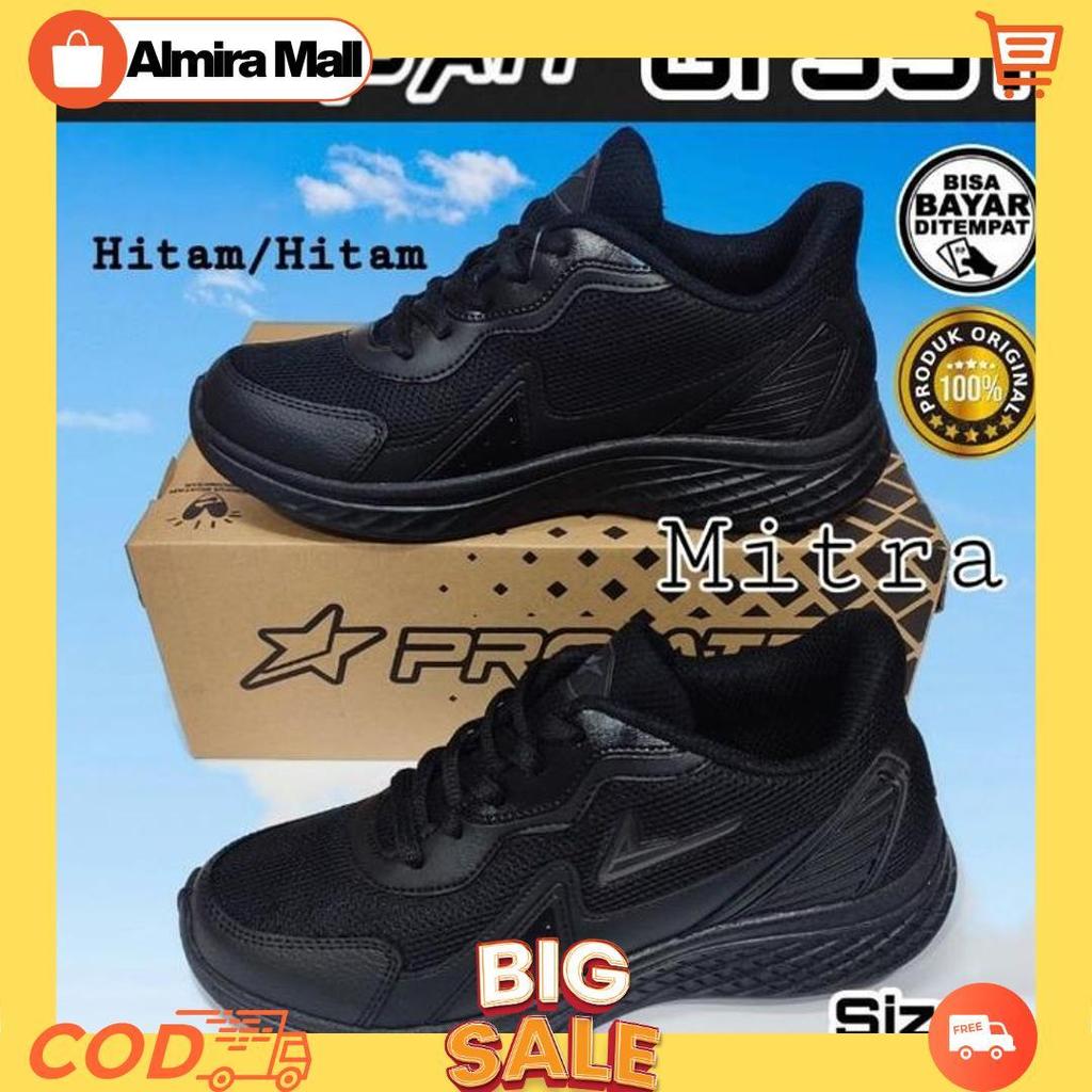 PRO ATT CM 200 SEPATU SEKOLAH SNEAKERS PRIA HITAM POLOS ALL BLACK ORIGINAL KEKINIAN SIZE 39 SD 43 MU