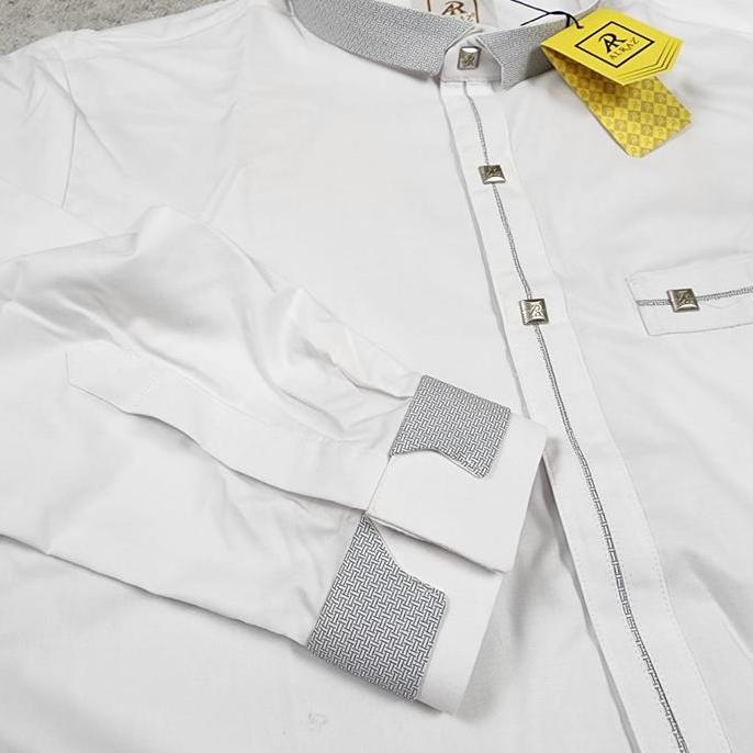 Promo Baju koko alraz  putih - kemko pria Alraz lengan panjang premium Zahwan COD