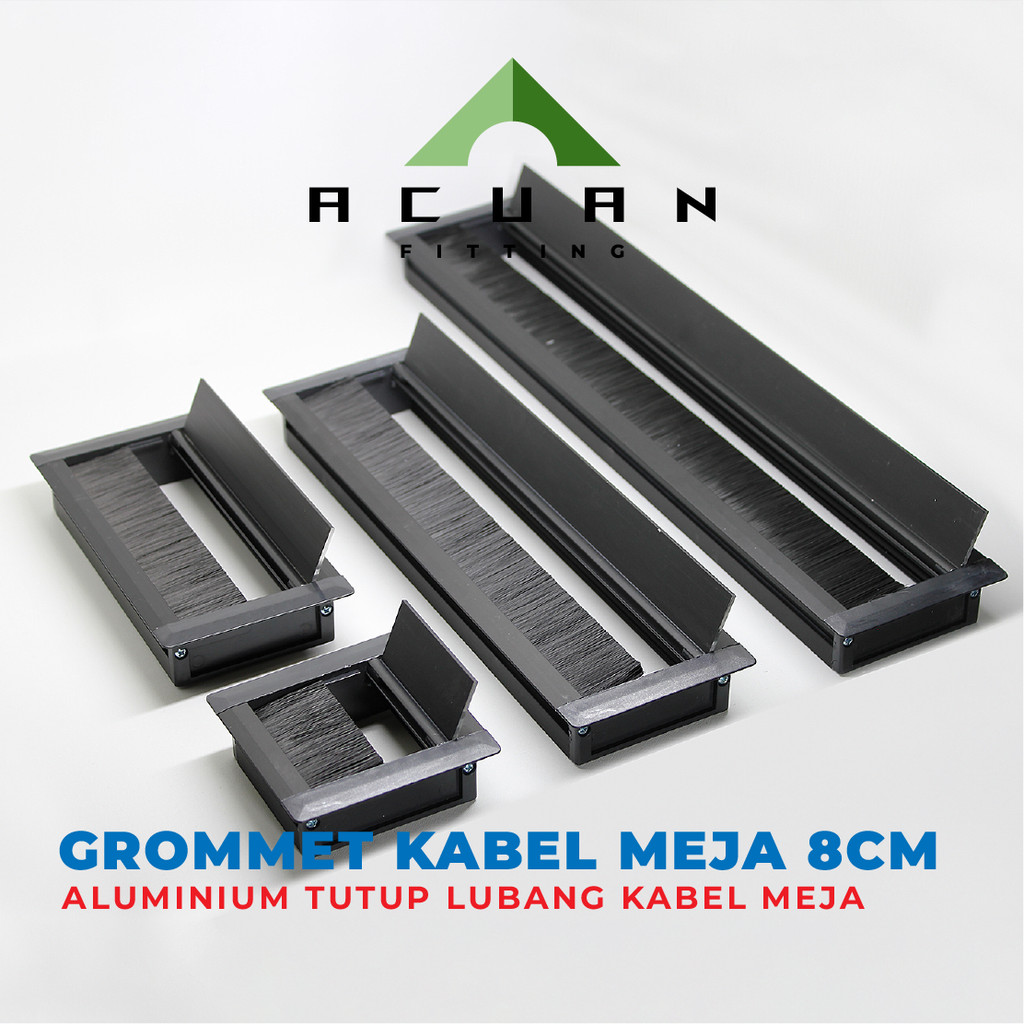 Tutup Lubang Kabel Meja Hitam Lebar 8cm - Grommet Kabel - Grommet meja - Gromet Kabel - Gromet Meja