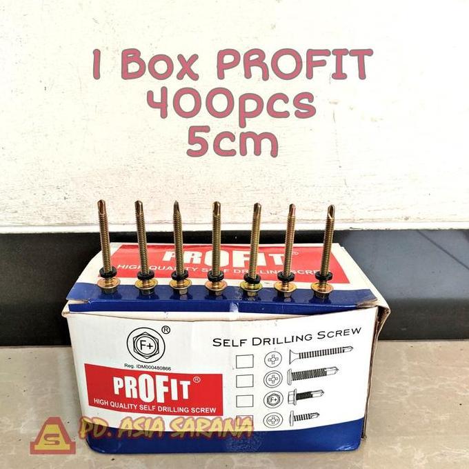 Promo [Dus] Paku Roofing 5Cm Profit Kuning Baut Skrup Holo Atap Sekrup 12X50 Cod