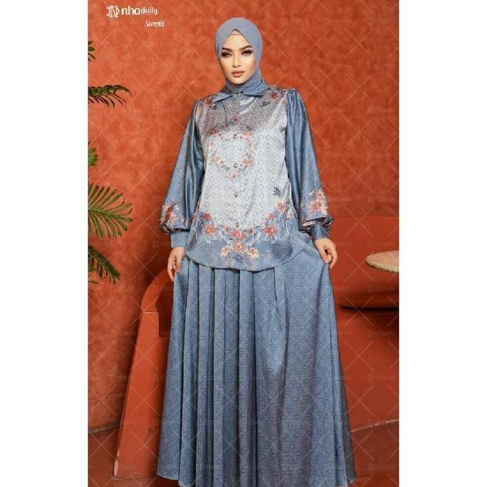 Promo Setelan Pakaian Stevia By Nha Daily Muslim Cantik COD