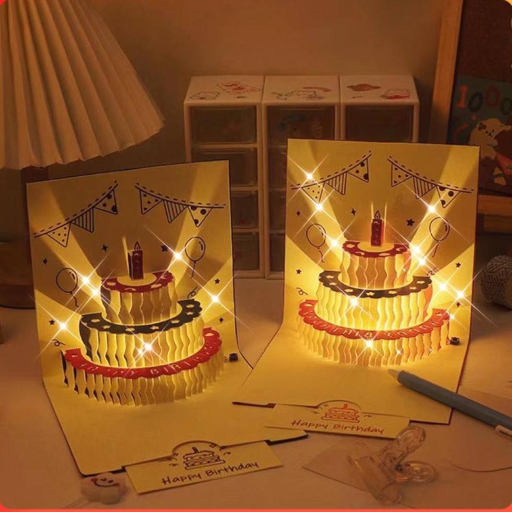 CHARBIG Kartu Ucapan Pop Up 3D Tulisan Happy Birthday dengan Amplop / Kartu Ucapan Happy Birthday De