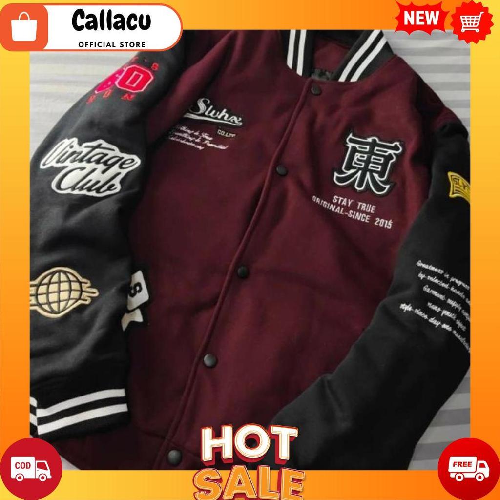 Salvio - Jaket Varsity baseball Pria Vintage Club Bordir / Jaket baseball Varsity Pria wanita New ar