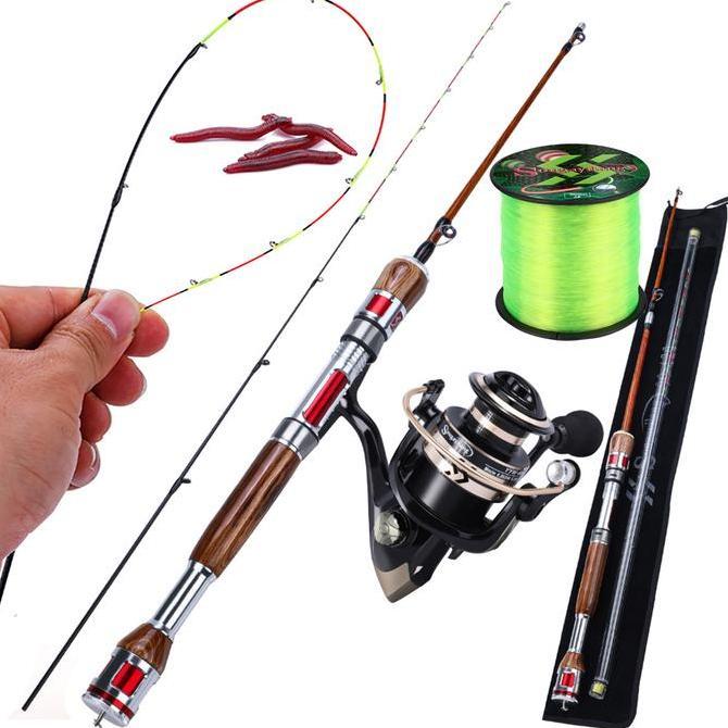 Sougayilang 1.2M Spinning Joran Pancing Set Reel Pancing Logam 5.2:1 Dan Senar Pancing 500M Mudah Di