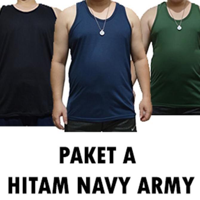 Promo isi 3 singlet jumbo XXXL / kaos singlet jumbo 3XL LD 120 CM singlet Tank Top Hitam Putih Pria 