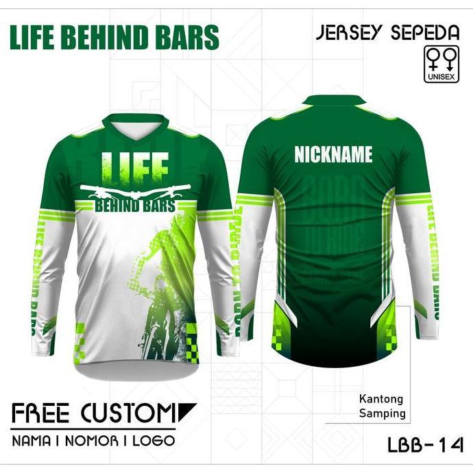 Viral Jersey sepeda baju gowes life behind bars kantong samping lengan panjang