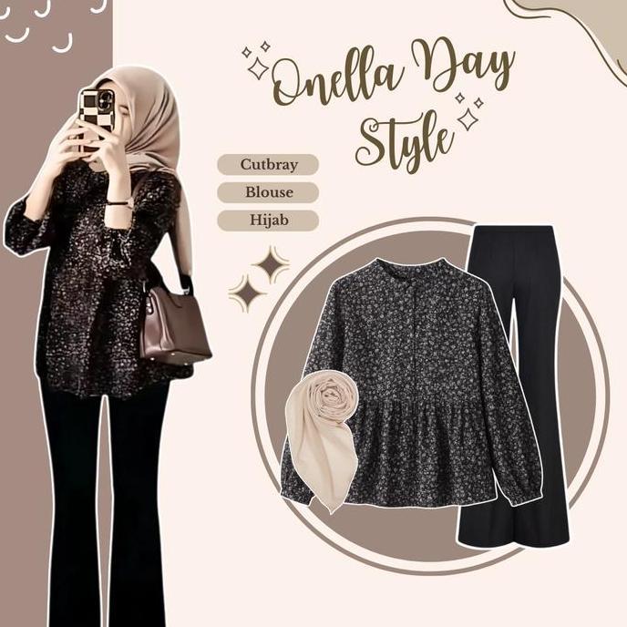Promo Satu Set Outfit Wanita 3in ( Blose - Celana Cutbray - Hijab Bella Square ) Outfit Cewek - VB66