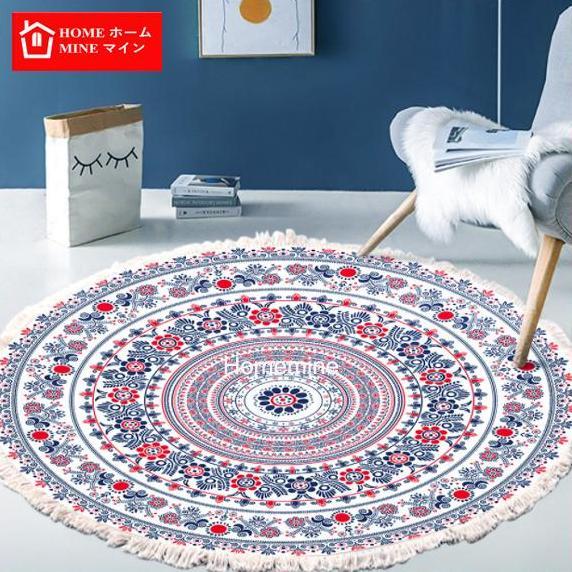 Karpet Bohemian Bulat Karpet Lantai Ruang Tamu Ruang TV Karpet Minimalis IS