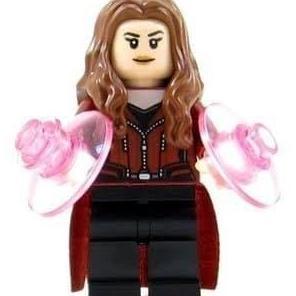 Lego Original Part Out 76051 SH0256 The Scarlet Witch (Wanda Maximoff) - Plain Black Legs, Reddish B
