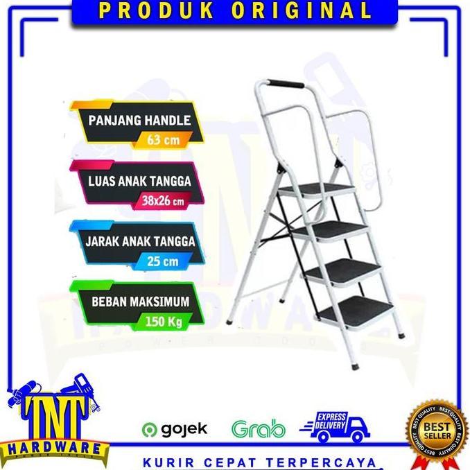 Promo Tangga Rumah Lipat Besi With Handle Xenon 4S Steel Ladder 4 Step 1,6M Cod