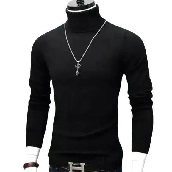 DE183 - Turtleneck premium pria lengan panjang korean style Kaos leher tinggi rajut  Sweater Knitwea