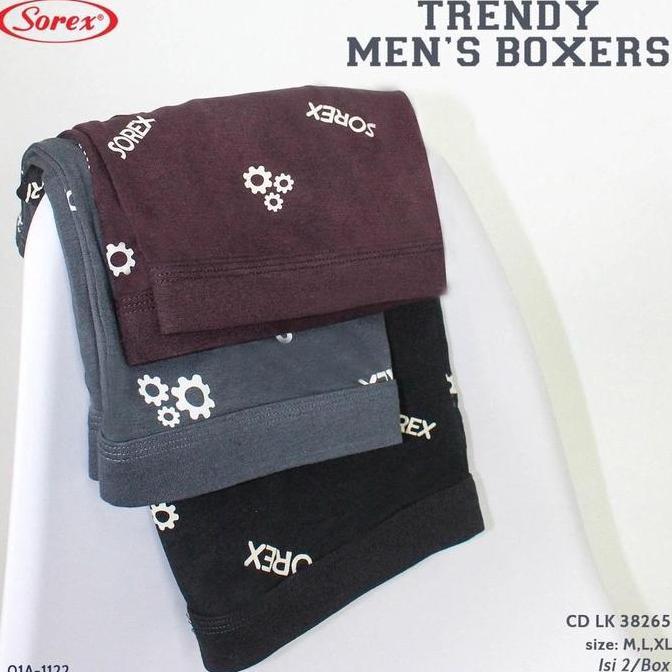DB16 - Celana Dalam BOXER Pria Trendy Man Boxers Bahan Katun Rayon Original 100% SOREX CD LK 38265