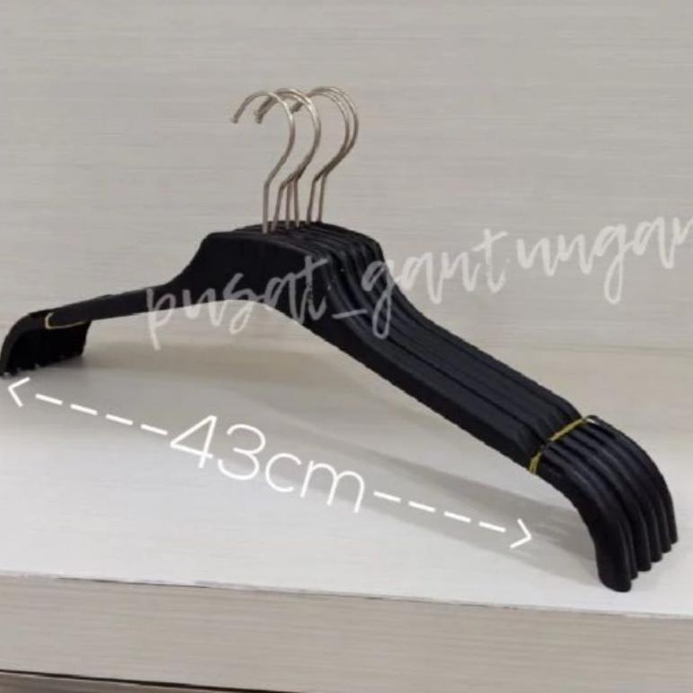 Hanger Baju Distro Plastik 282 Hitam ( 1 Lusin  )