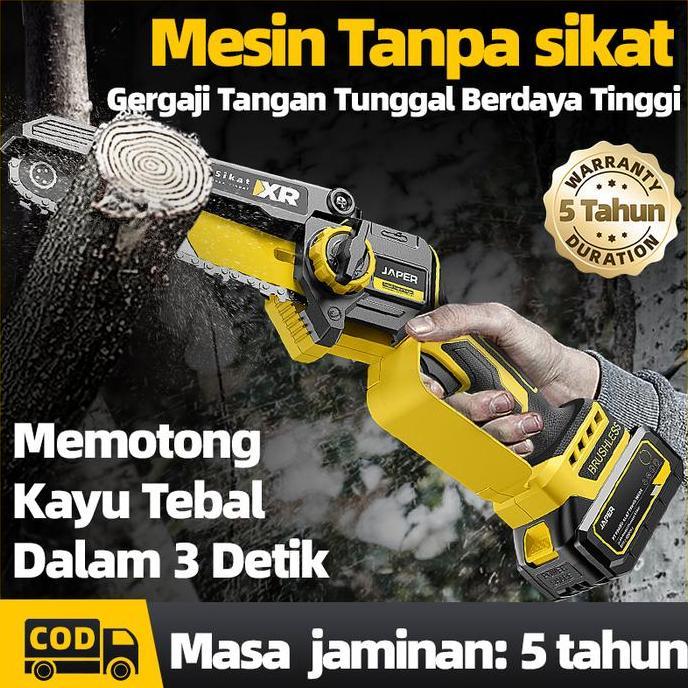 CodJaper Mesin Chainsaw Cordless Gergaji Baterai Gergaji Rantai Elektrik Mini Gergaji Listrik Senso 
