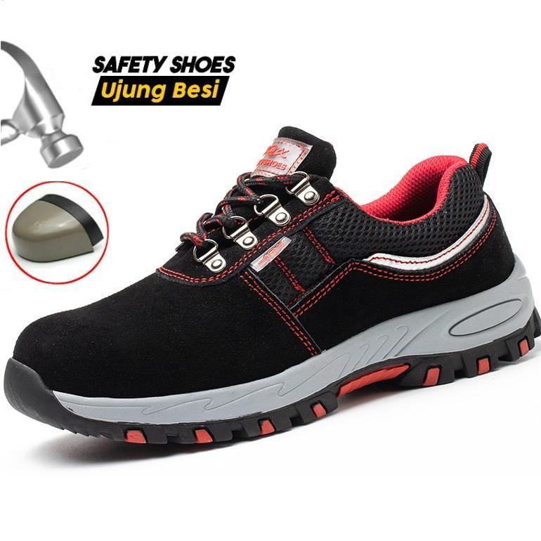 Profesional Kulit Asli Sepatu Safety Boots Pria Safety Ujung Besi Kerja Sneaker Proyek Shoes Olahrag