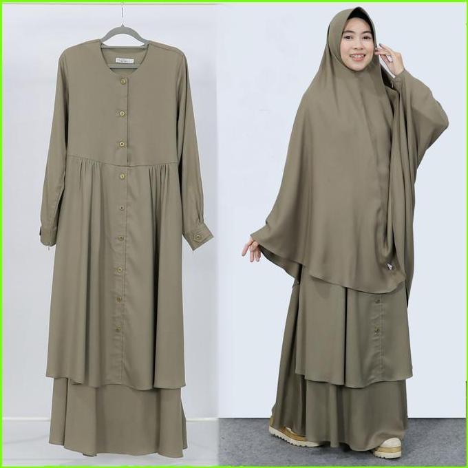 Terbaru Gamis Kasual Harian Syari / Gamis Semi Tunic Lengan Skoder / Gamis Ayra By Hijab Hayuri