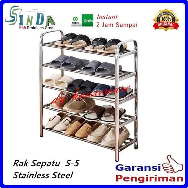 Rak Sepatu Rak Sandal Susun Stainless 5 Susun Full Stainles Kokoh AYB