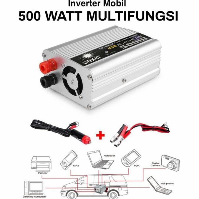 power inverter mobil charger HP laptop multifungsi DC to AC 500 watt Kotak Usb [terbaik]
