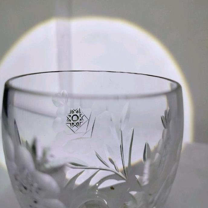 Ready stock pajangan gelas kristal Bohemia ukiran bunga mewah e04