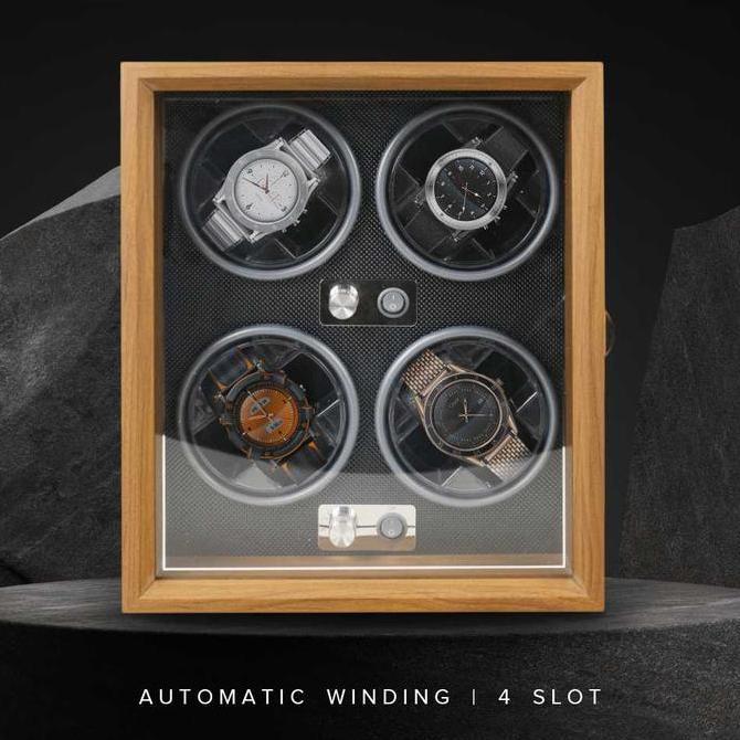 Ready stock Automatic Watch Box Winder Lemari Tempat Jam Tangan Otomatis 4 Slot