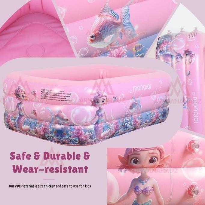 ETHEREA 120cm 150cm 180cm Kolam Renang Anak Jumbo 3Rings Kolam Renang Keluarga Tiup Besar Family Inf