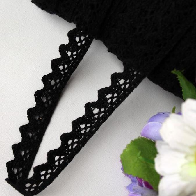 per pak 300 yard. renda rajut warna hitam lebar 1.5cm Terlaris