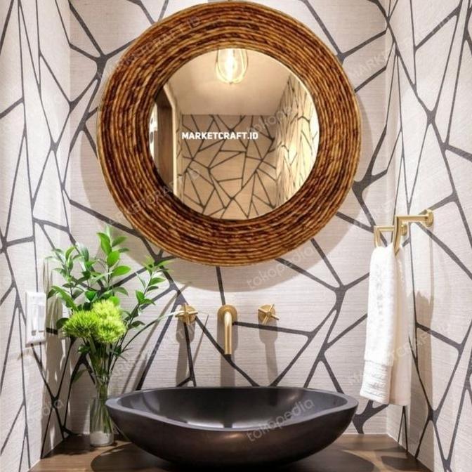 Cermin bulat rustik/Dekorasi dinding/Kaca bulat aesthetic/Cermin kamar