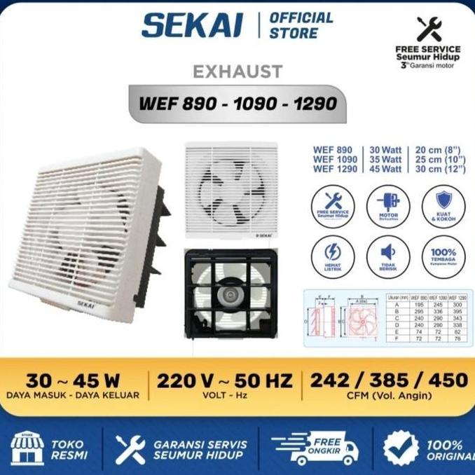 SEKAI KIPAS DINDING EXHOUSE FAN UKURAN 8"/10"/12"WEF-890-1090-1290