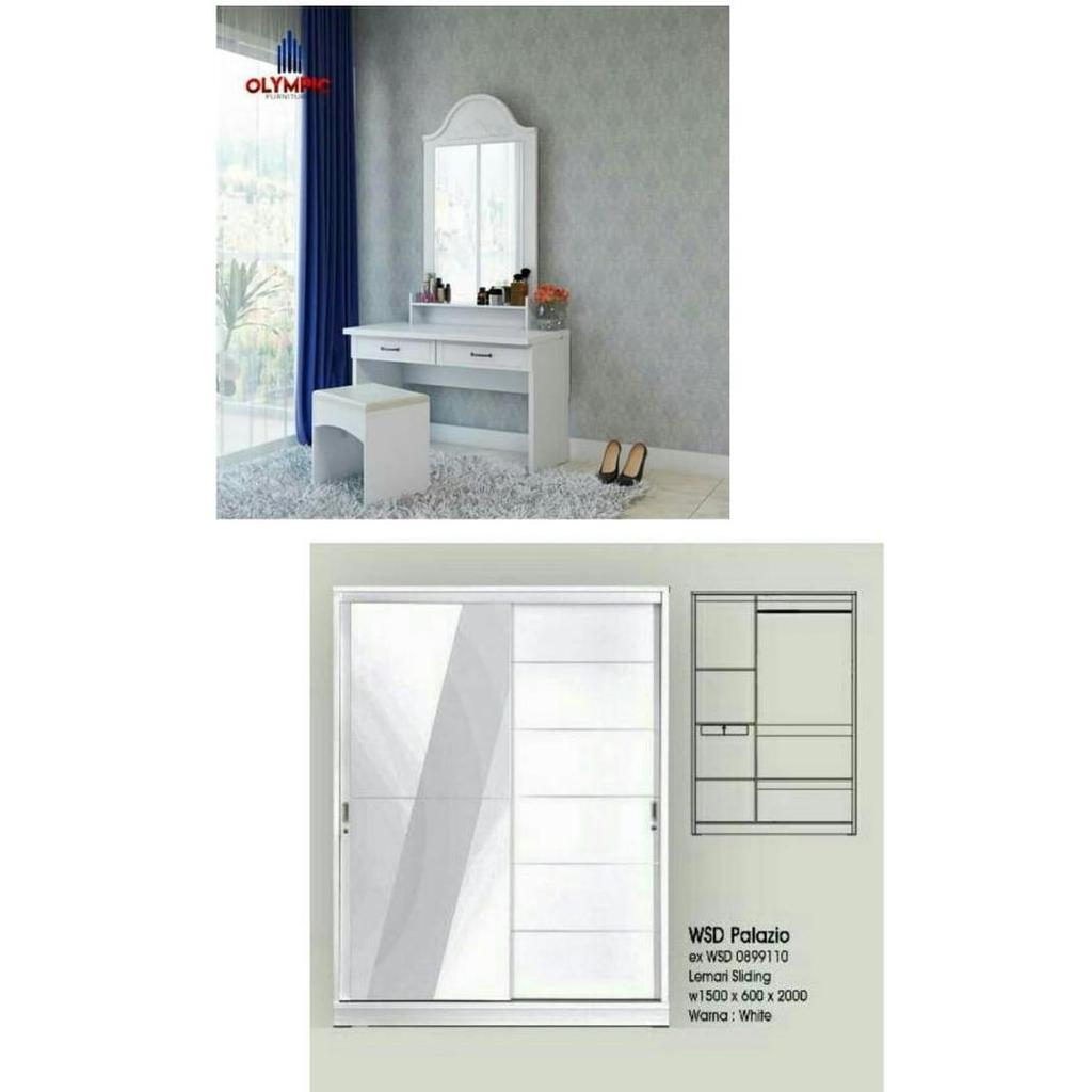 SET MEJA RIAS DRTM PEARL + LEMARI PAKAIAN SLIDING WSD PALAZIO (DROP)