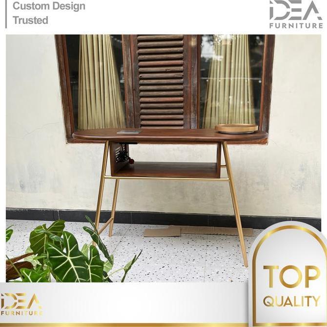 Meja Rias Minimalis Besi Modern / Meja Nail Art Kayu Jati Industrial