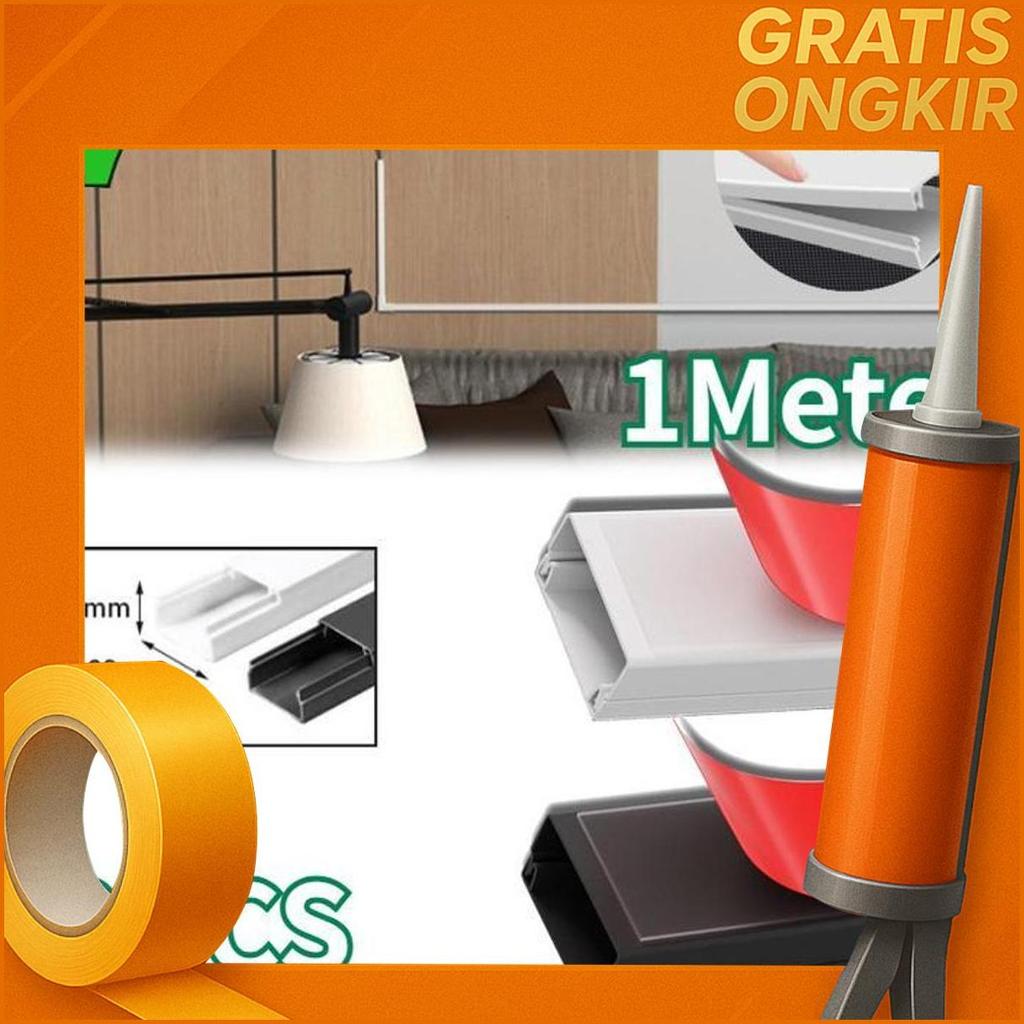 1Set/2Meter 20*10Mm Pipa Penutup Kabel Dinding Tempel Dinding Lantai Di Tembok Pvc Cover Penutup Kab