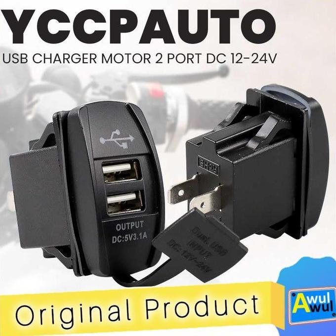 NORTON Colokan Cas HP Tambahan untuk Kendaraan Motor Mobil Truk Bus USB Charger Car Motorcycle 2 Por
