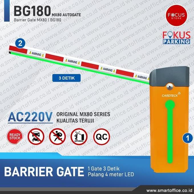 Portal Perumahan Barrier Gate MX80 Portal Otomatis Palang Parkir 4m LED Include Karet Pelindung CARD