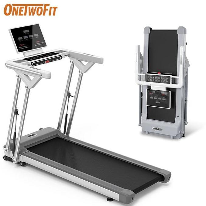 Promo OneTwoFit Treadmill Listrik 3.5HP Alat Fitness Treadmill Auto Incline Multifungsi Treadmill wa