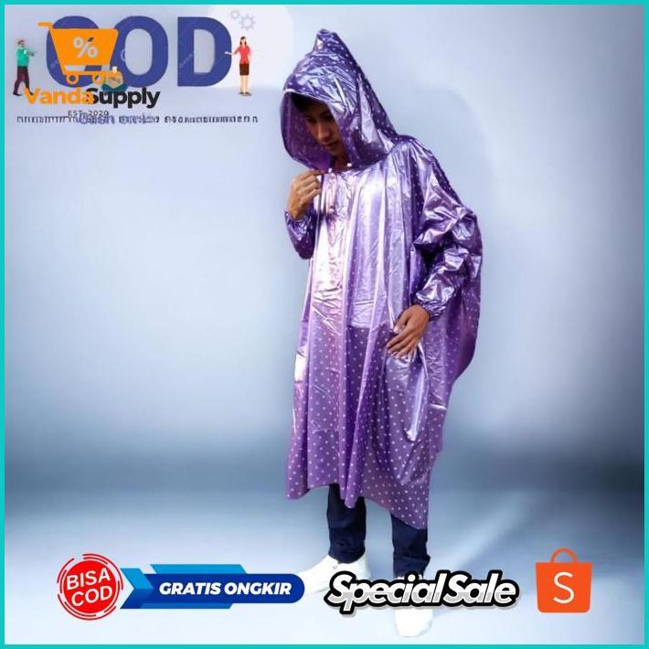 VD08 Jas Hujan Jas Hujan Ponco Polkadot Jas Hujan Pria Jas Hujan Wanita Jas Hujan Lengan TEBAL 0.13c