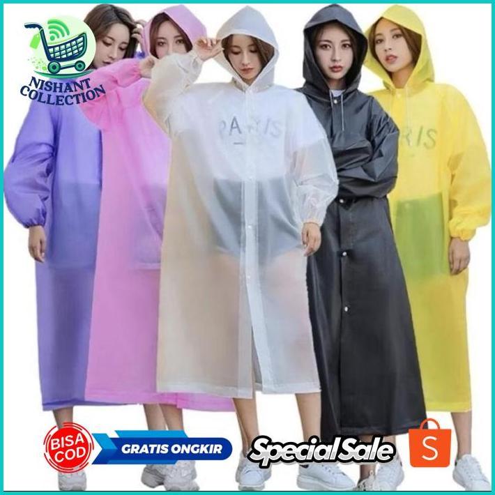 gj-46 JAS HUJAN EVA | JAS HUJAN HOODIE TERUSAN EVA | JAS HIJAB TEBAL |PONCO DRESS RAINCOAT LENGAN PA