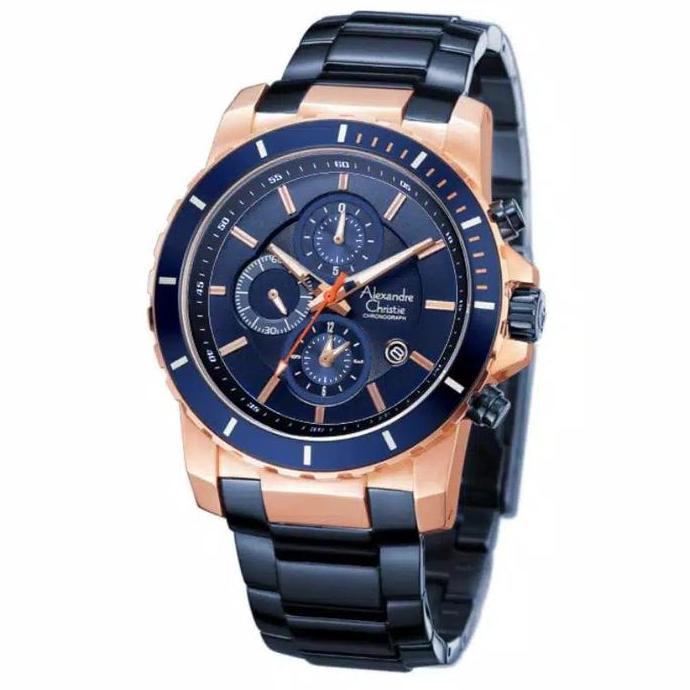 ALEXANDRE CHRISTIE AC6141 AC 6141 BLUE ROSE JAM TANGAN ASLI