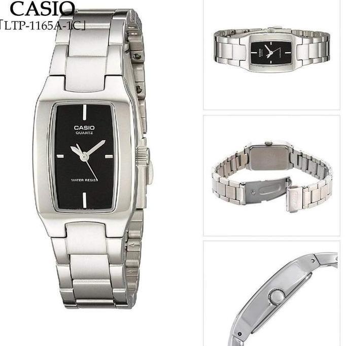 JAM TANGAN WANITA CASIO LTP-1165A-1C LTP1165A-1CDF SILVER BLACK ORIGINAL