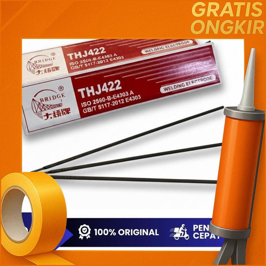 (Perpack 2.5Kg) Bridge Kawat Las Elektroda Thj422 2.5 X 300 Mm Mma Arc Stick Welding Electrode Besi 
