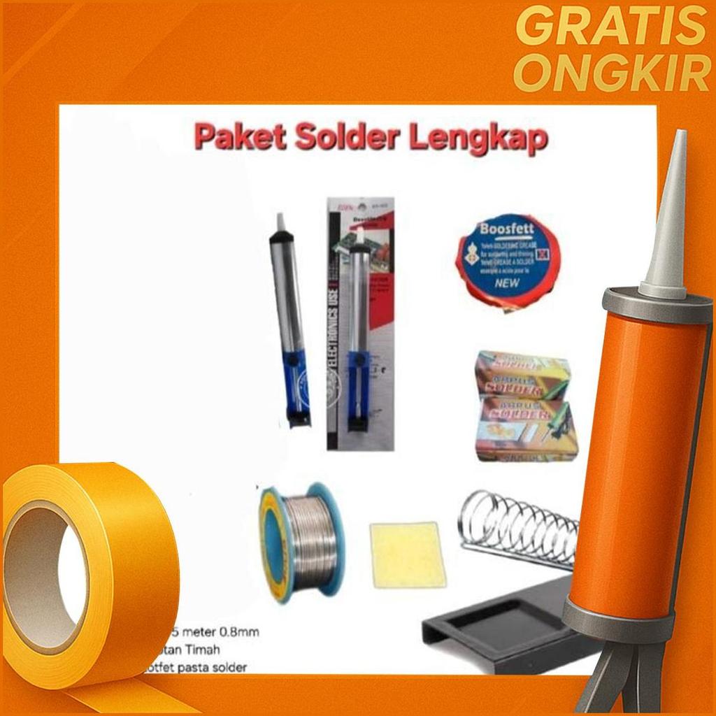 Paket Lengkap Soldering Iron Tekipo Solder 60 Watt Japan Technology Tekiro Corporation Stand Holder 
