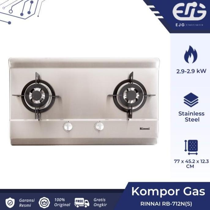 Kompor Tanam 2 Tungku Stainless Rinnai RB 712NS 712 NS RB712NS