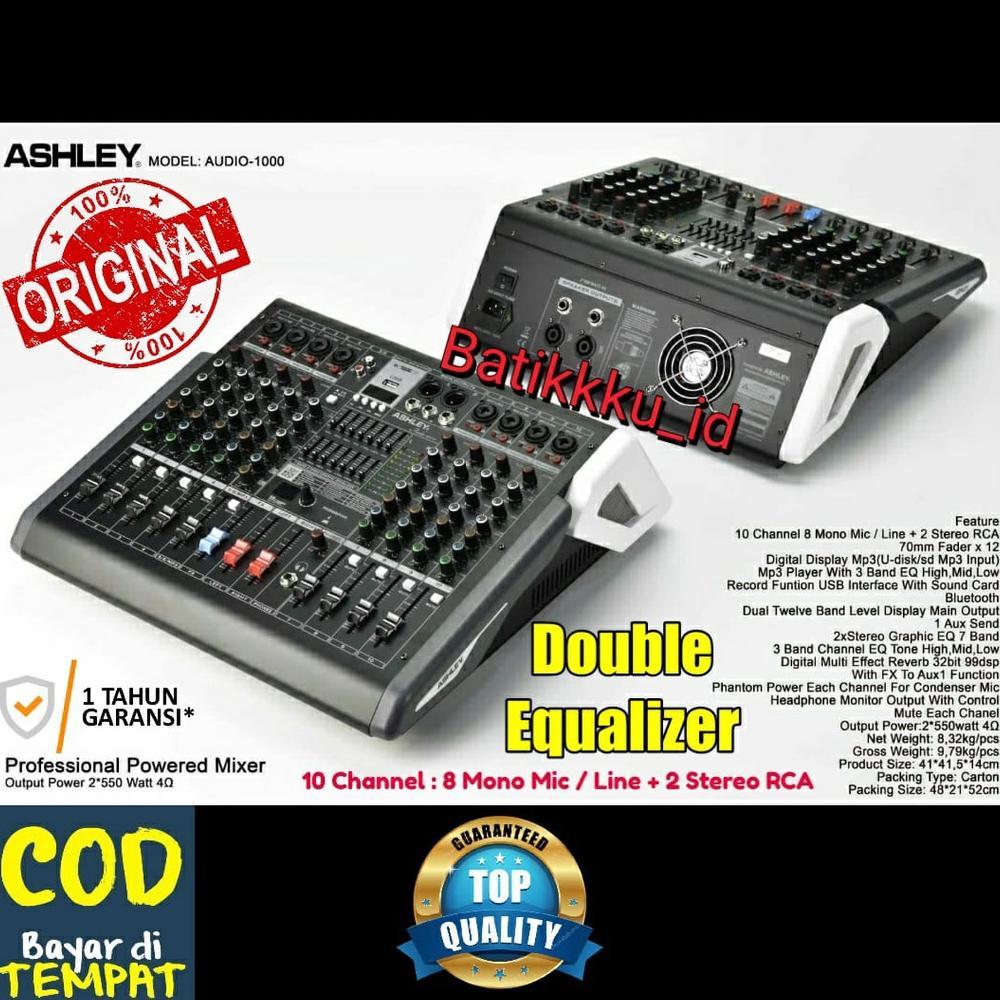 POWER MIXER ASHLEY AUDIO 1000 AUDIO1000 ORIGINAL 550 WATT 10 CH DOUBLE EQUALIZER