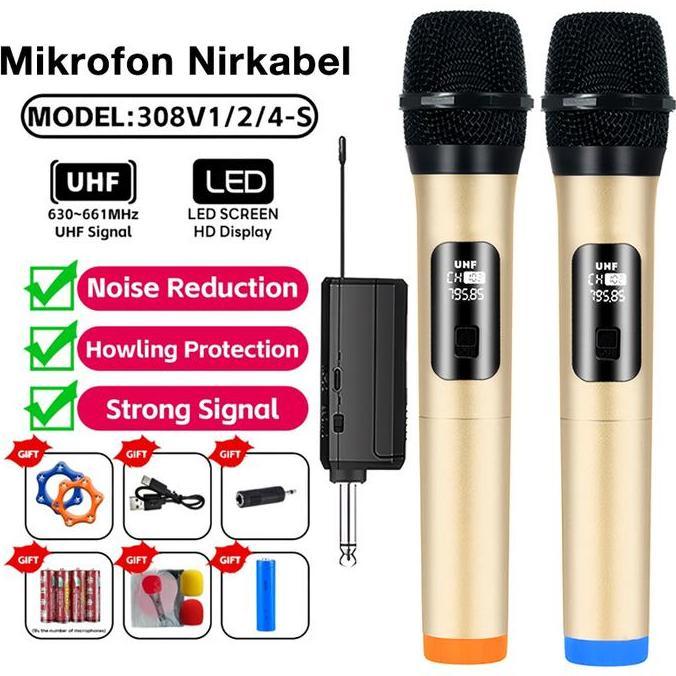 Mikrofon Karaoke Wireless Mikrofon Profesional Mikrofon Handheld UHF Mic Wireless Karaoke [terbaik]