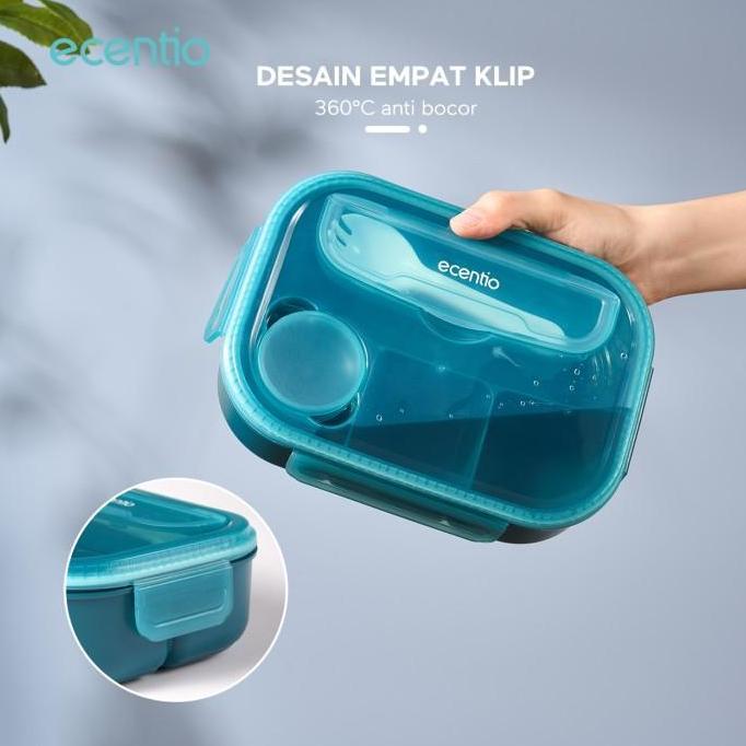 ecentio 1200ml+500ml anti-spill lunch box spoon lunch box sauce box BPA FREE