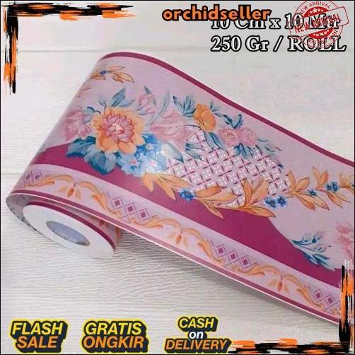 Termurah List Border Stiker 10 Meter Wall Border List Border Motif Bunga List Wallpaper Dinding Bord
