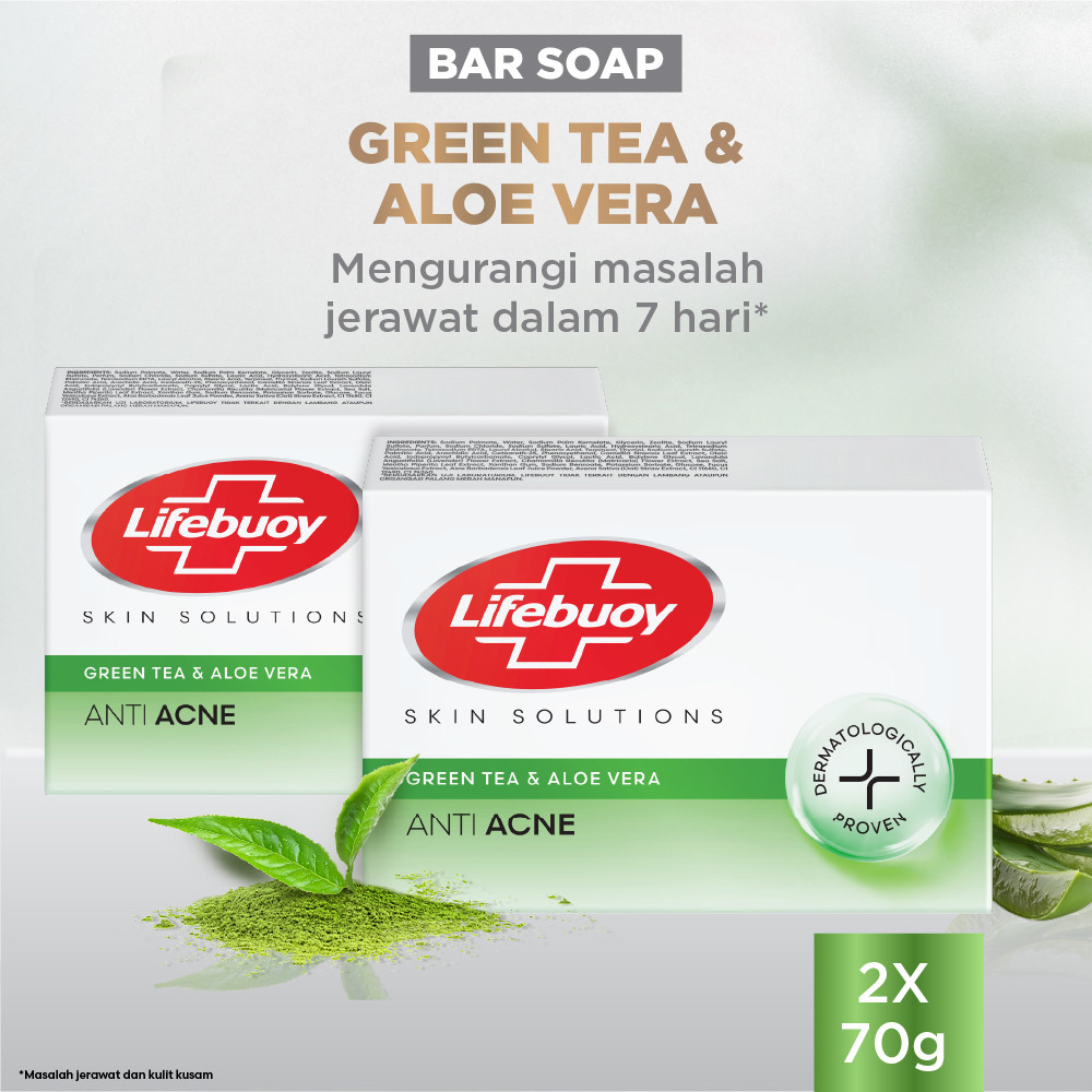 LIFEBUOY SABUN BATANG SOAP BAR GREENTEA 70G x 2