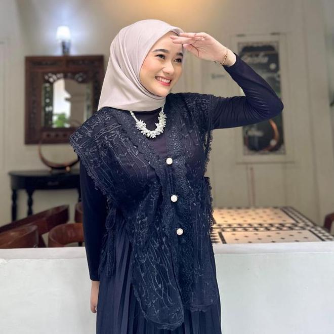 Ayasha - Vest Kekinian Baju Outer Kondangan Vest Brokat Tile Bordir Premium Belah Samping Panjang Ro