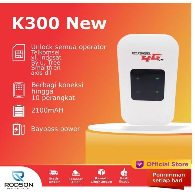 Modem Wifi Mifi K300 New 4G LTE Unlock Telkomsel XL Indosat Tree Smart